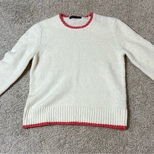 Brooks Brothers Cream Sweater with Red Accents